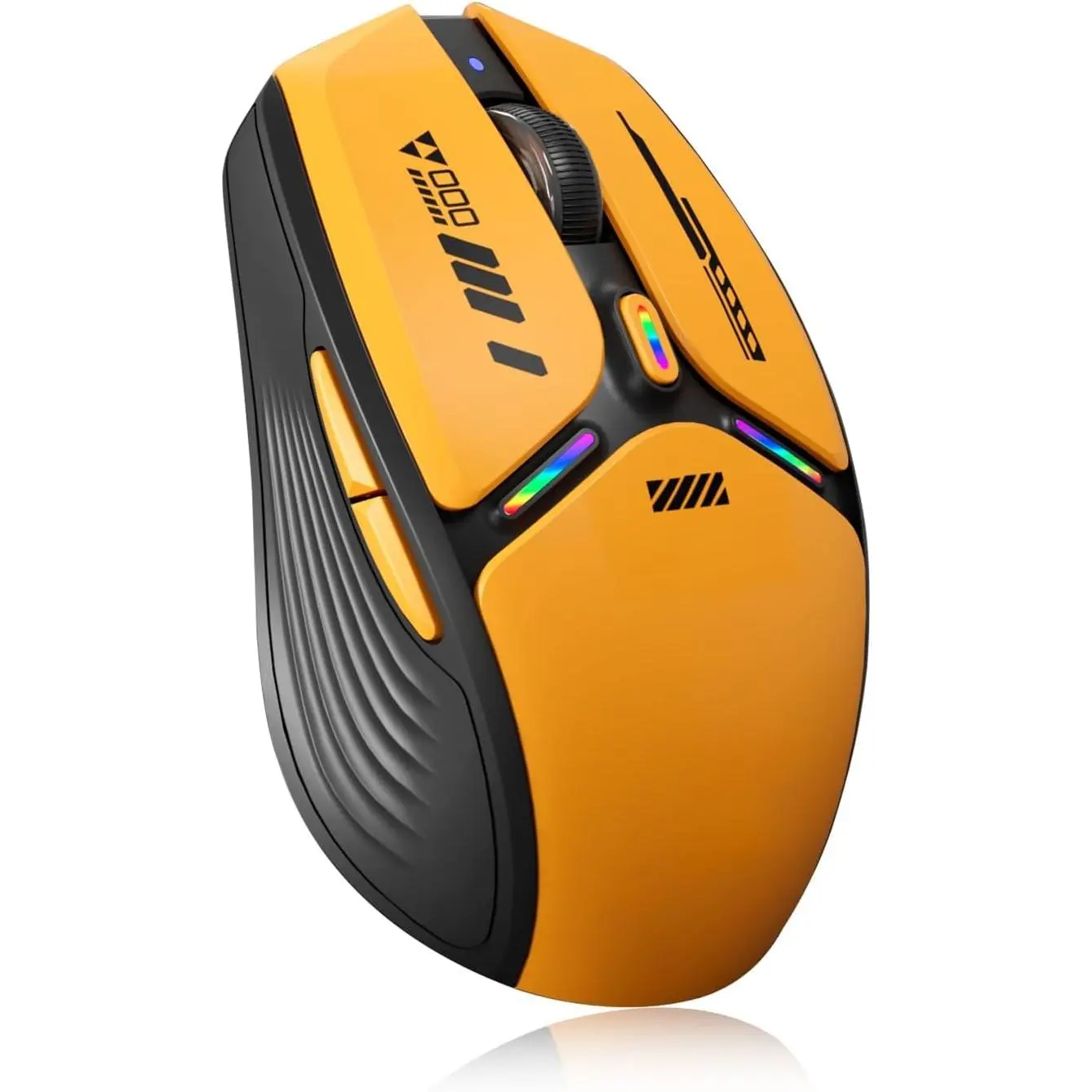 V19 Model 2.4GHz Rechargeable Wireless Mouse (F-MUW09) - LED with Battery Indicator, Magnetic Computer Mouse with USB Receiver & Type-C Adapter for Laptop/PC - Orange