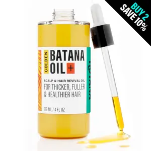 Hotana Golden Batana Oil+ Hair Serum 4oz - Daily Moisturizing Blend for Thicker, Fuller Hair with Castor, Pumpkin Oils & Rice Proteins Scalp Revival Healthier Natural Ingredients Strengthening Hydrating