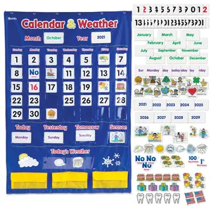 Learning Resources Day to Day Calendar & Weather Pocket Chart, Classroom Must Haves, Teacher Supplies, Back to School, Daily Routine for Kids, Kindergarten & Homeschool, Multi-Color