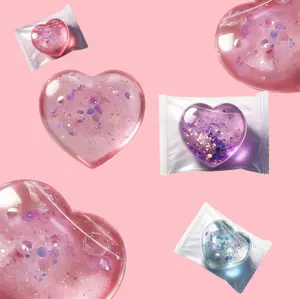Heart Stress Ball - Super Squishy Sensory Fidget Toy for Anxiety Relief, TPR Clear Glitter Heart Squeeze Toy with Resilient Core, Emotional Support Gift for Kids & Adults, Silent Office Desk Toy & Valentines Party Favors
