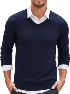 Fall Outfits Knitted Ribbed V-neck Casual Jumper Knitwear Classic Fabric Fashion Menswear Shirt Soft Sweater Office