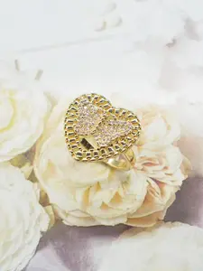 Mother's Day Gift Elegant Butterfly Heart Ring with Synthetic Zircon, Heart Shaped Ring, Fashionable Couple Ring, Valentine's Day Gift, Date Night Gift, 1pc