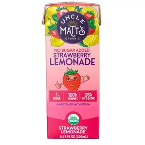 212 MAIN Organic Low Calorie Vitamin Fruit Beverage, No Sugar Added Strawberry Lemonade Juice Box, 54 fl oz, 8 Packs per Bundle, 4-Bundle Set