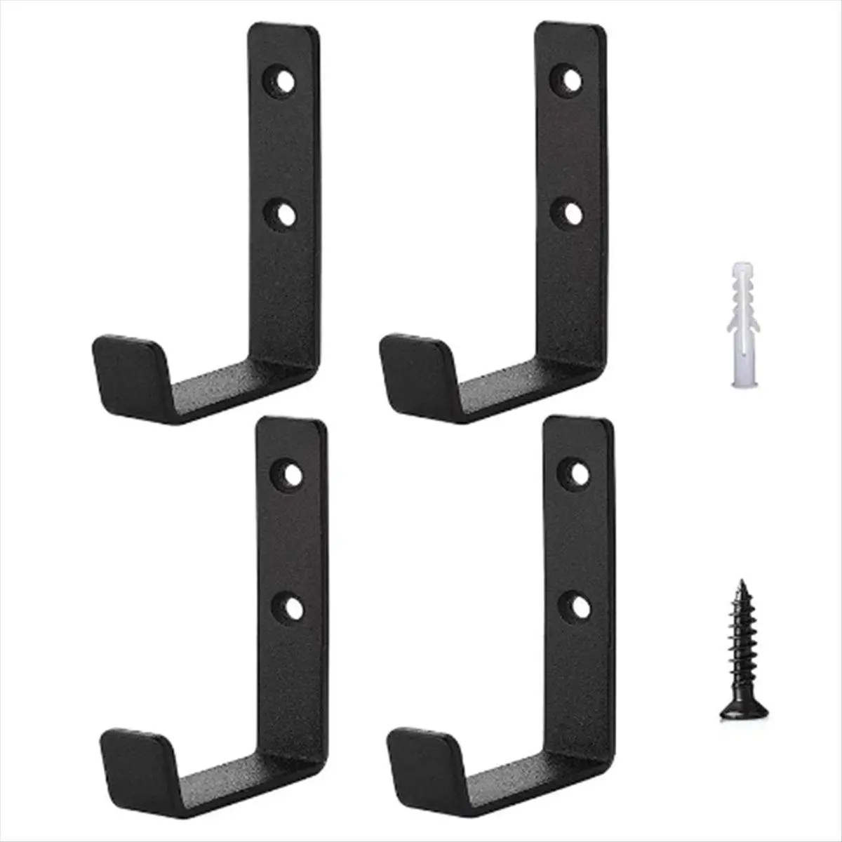 Set of 4 Heavy Duty J-Shaped Hooks -Garage Hooks - Metal Wall Mounted Hooks for Tool Storage - Garage Truck and Home