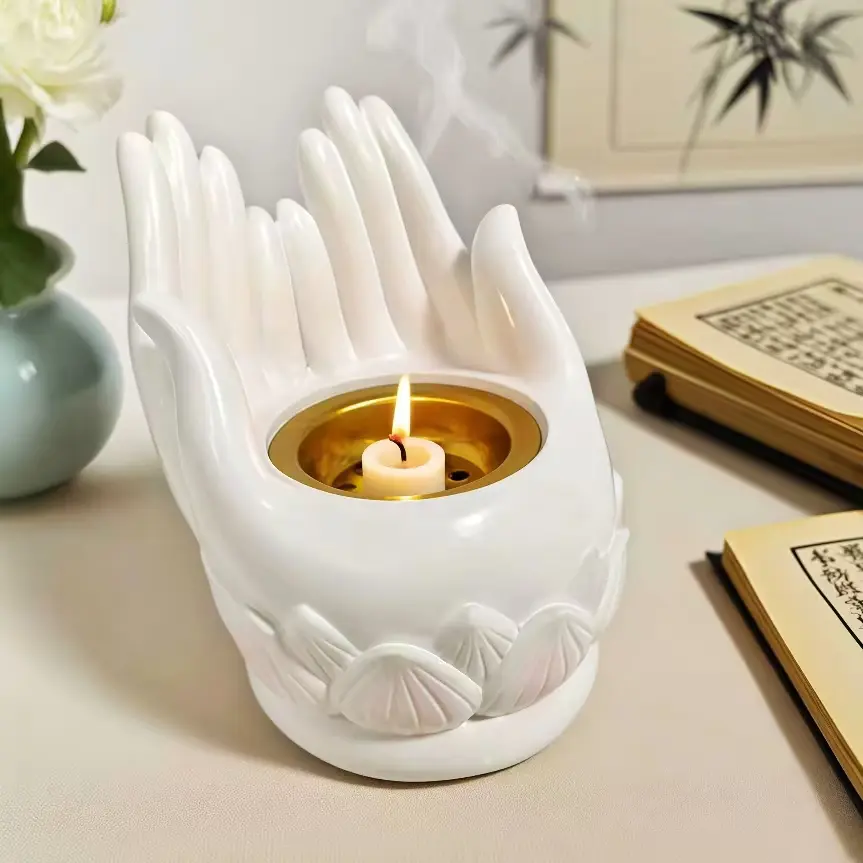 Creative Lotus Buddha Hand Incense Burner, Oriental Style Home Fragrance Scented Decorative Holder, Relaxing Air Purifier, Air Fragrance Diffuser, Living Room Coffee Table Bedroom Nightstand Decoration