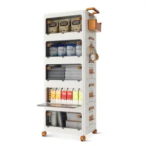 Foldable Storage Box with Lid,Stackable Household Storage Holders with Wheels for Kitchen Bedroom.Bathroom warehouse(cream white),Kitchen Storage,Home Storage,Bathroom Organization,,Balcony Organizer  【2capacities: 10 GAL  7.5GAL】