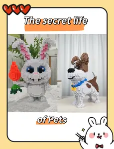 Max Dog+Radish Rabbit-Multi Color Compressed Link Small Building Blocks High-Quality ABS Plastic Educational & Stress Relief Toys for Kids and Adults