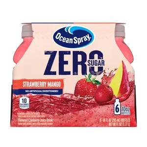 Ocean Spray ZERO Sugar Strawberry Mango Juice Drink, Strawberry Mango Juice Drink Sweetened with Stevia, 10 Fl Oz Bottle, 6 Count (Pack of 1)