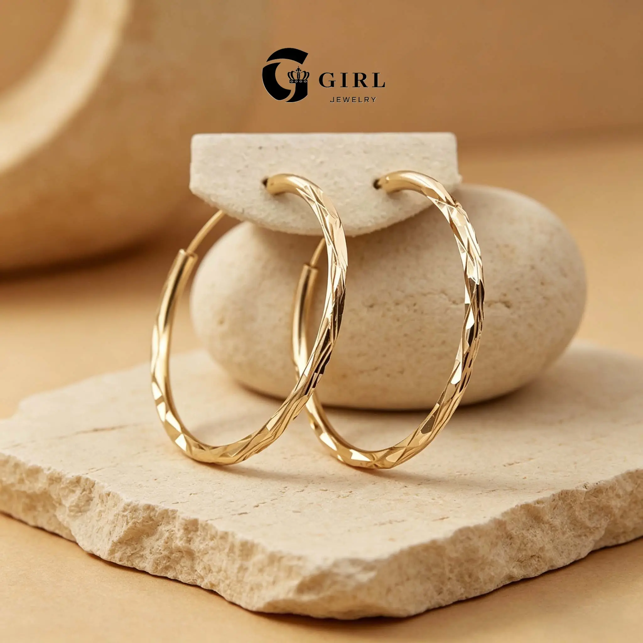 GGIRL Bold & Distinctive Chunky Hoop Earrings 35mm Lightweight Twisted-Texture Design Gentle on Earlobes Simple Versatile Style for Everyday Wear