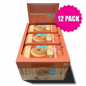 Legendary Foods Cinnamon Crumble Protein Donuts, Healthy Snack Low in Carbs - 20g Protein, 4g Net Carbs, 0g Sugar Dessert, Gluten-Free Cake, Keto Friendly Easy Snack, 12 Pack