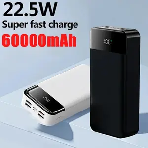 60000mAh Large Capacity Super Fast Charging Power Bank, USB/type-c/Micro Interface, 2 Input and 5 output With Lighting/LED Power Display, Suitable For Fast Charging Of Mobile Phones//Android Electronic Devices, Outdoor Removable Emergency Power Suppl