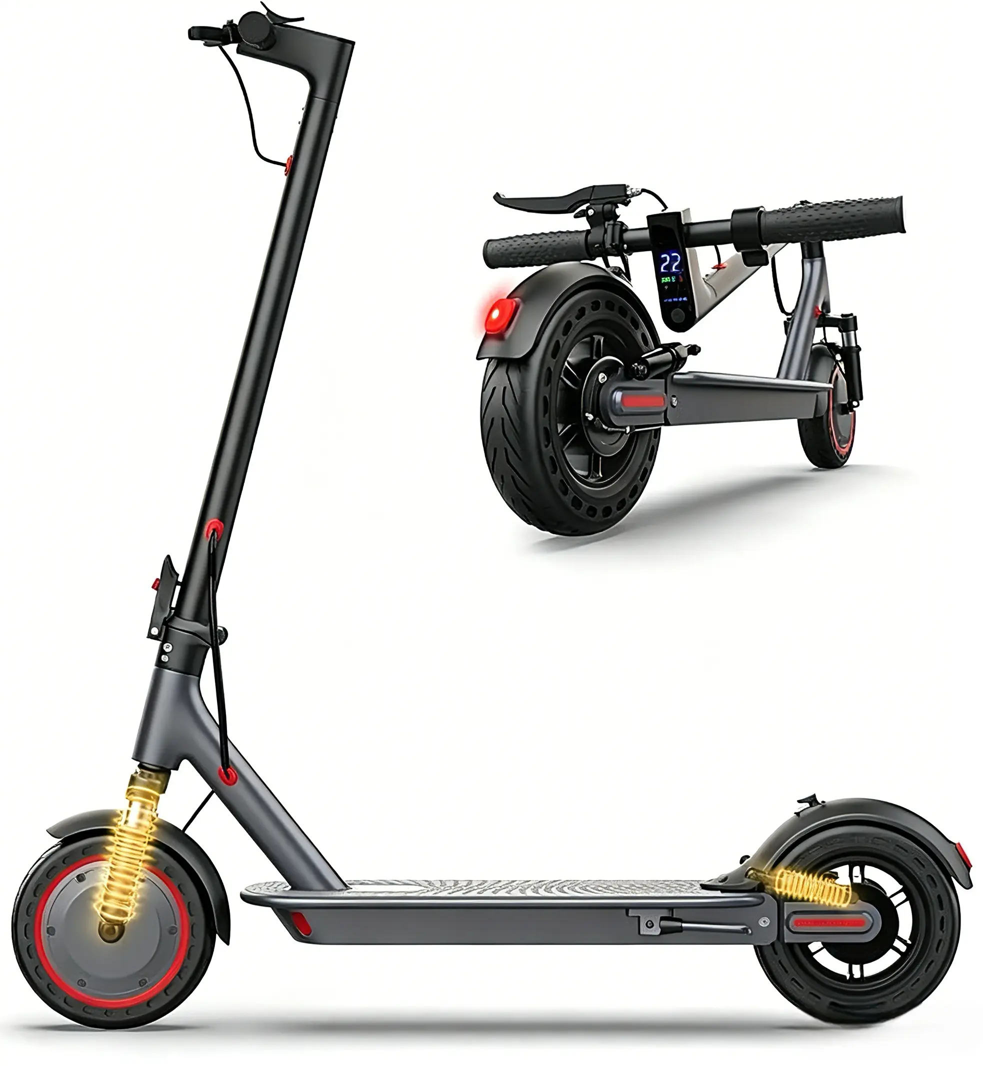 SummerVibes AOPO Adult Electric Scooter-Powerful 500W Motor, 22 MPH Top Speed, 48V 10.5 Ah Battery, Dual-Shock Absorbers, Campus Scooter with BlickLights, Portable Folding Scooter for Daily Commuting & Travel honeycomb solid tire Foldable
