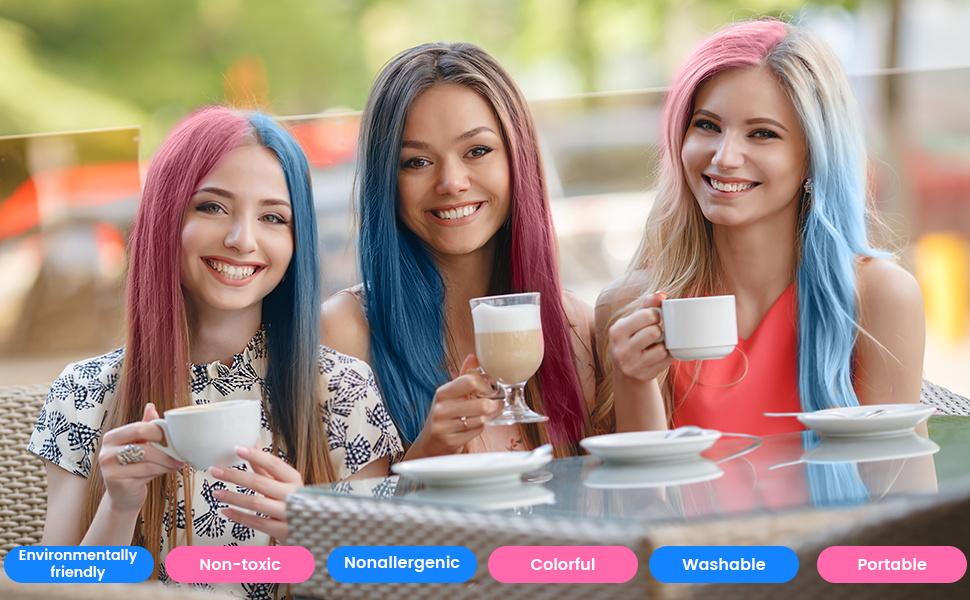 10-Color Hair Chalk Comb Set| Vibrant Temporary Hair Dye for Parties/Cosplay Safe Washable Highlight Powder Pencil  Easy DIY Hair Color Kit for Kids/Teens/Adults| Quick Styling for Halloween, Wedding, TikTok Trends Haircare Daily Glossy