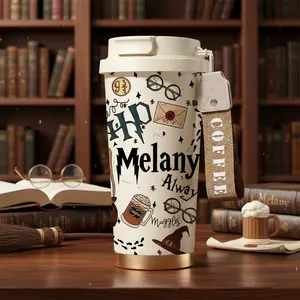 1pc/18oz Personalised Wizard Magic Insulated Coffee Cup with Strap, 600ml Leakproof Thermal Mug, 24H Cold/12H Hot Travel Tumbler, Perfect Birthday Gift for Witch & Wizard Fans, Students & Office Use.