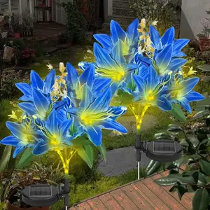 Solar Powered Garden Light, 1pc Waterproof LED Solar Lily Light, Outdoor Garden Decorative Light, Suitable for Yard Pathway Flower Bed Decoration, Solar Pathway Lights, Garden Decorative Lighting, Solar Pathway Lamp, Garden Glow Light