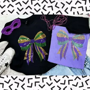 Mardi Gras Bow Spangle Heat Transfer Mardi Gras Bow Spangle Heat Transfer
