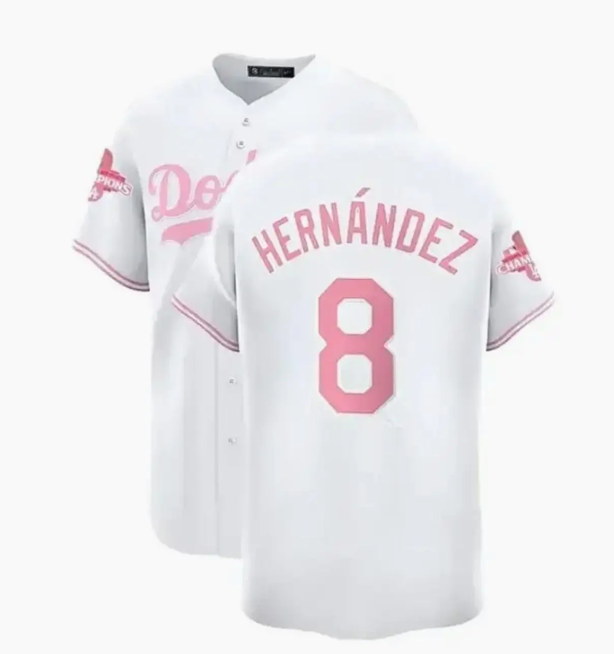 Hernández #8 Pink Baseball Jersey, White Pastel Limited Fan Shirt, Summer Cosplay Outfit, Gift for Her & Sporty Retro Baseball Lovers sohochic