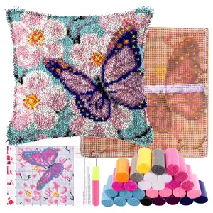 Latch Hook Pillow Set Easy to Use Latch Hook DIY Kit Practical Crochet Pillowcase Kit Fun DIY for Home Sofa Decoration 16.93×16.93in