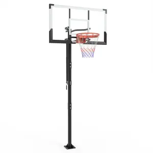 54" In-Ground Basketball Hoop System for Outdoor Driveway Backyard, Shatterproof Polycarbonate Backboard Heavy Duty Goal, 7.7-10FT Infinite Crank Height Adjustable Basketball Goal with Removable Anchor System & Solid Steel Rim