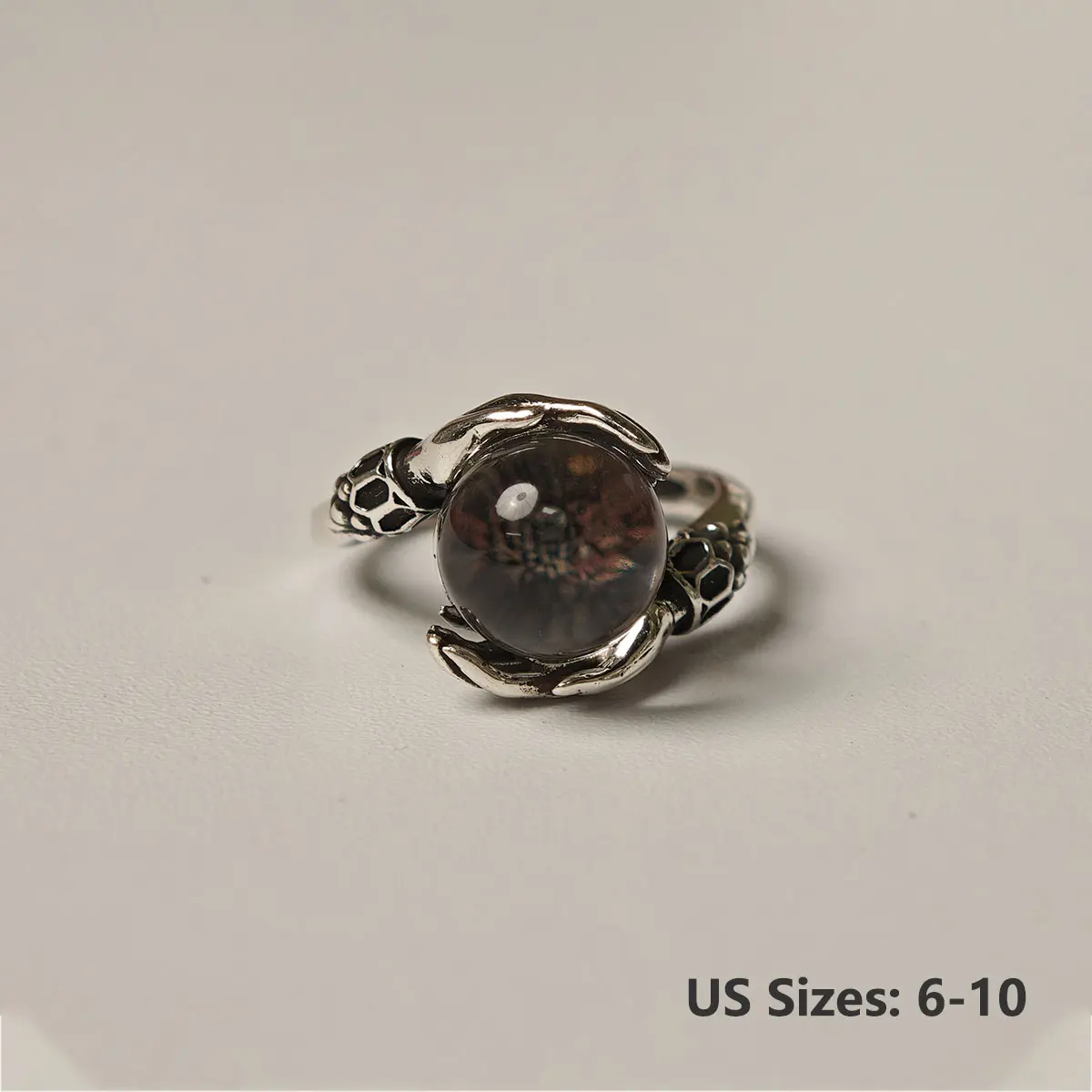 Gothic Crystal Ring for Women, Vintage Hand-Embracing Copper Band, Adjustable Open Design Fits Sizes 6-10, Witchcraft Pagan Jewelry, Witchcraft Rings, Crystal Rings summerwins