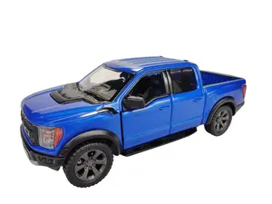 KINSMART 1:46 Scale 2022 Ford F-150 Raptor Die-Cast Metal & Plastic Blue Toy Vehicle with Interactive Pull-Back Action and Openable Doors Series 9