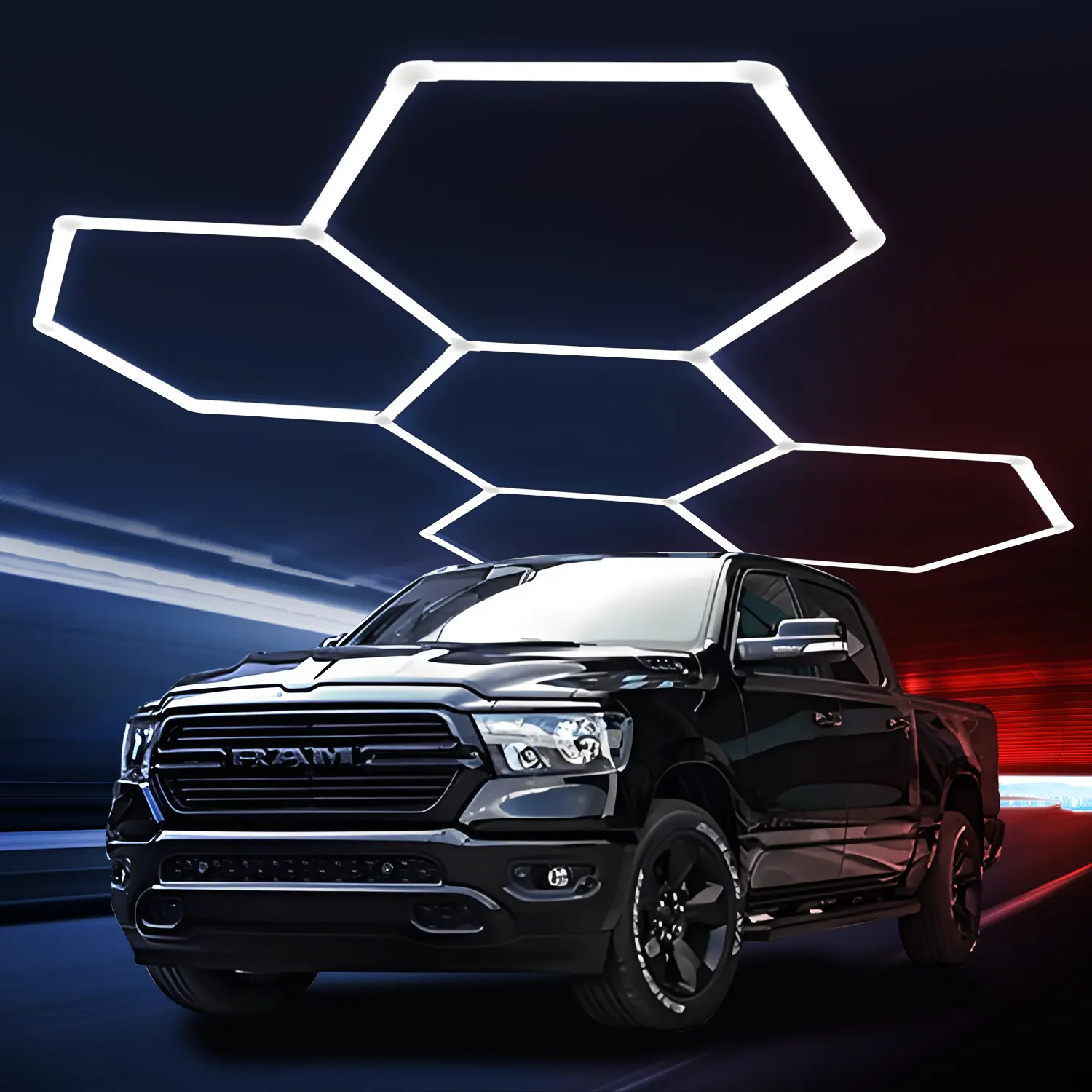 VIVIDALUX Hexagon LED Garage Lights 26400LM Super Bright Car Detailing Ceiling LED Shop Light for Warehouse Workshop Gym Basement Car Care Wash Room