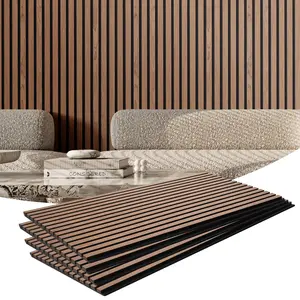 VEVOR Wood Slat Acoustic Panels, Summervibes,Summervibes, 23.6 x 47.2 inch, MDF Accent Wooden Wall Panels for Modern Interior Wall, Faux Wood Wall Board Panels for Stylish Decor and Noise Reduction, Walnut