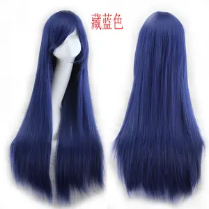 80cm Universal Long Straight Anime Color Women's Cosplay Synthetic Wig, High-Temperature Fiber Full-Head Piece for Christmas Festival Performances, DIY Messy Bun Compatible, Wigs