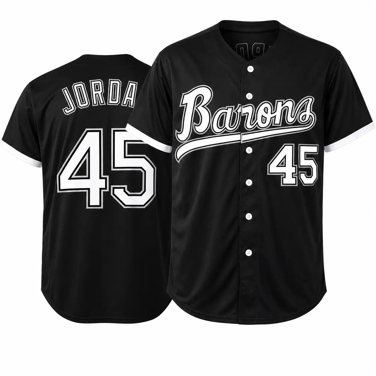 Retro #45 Baseball Black Print Jersey - 90s Vintage Hip Hop Sportswear - Unisex Loose Fit Game Day Party Shirt