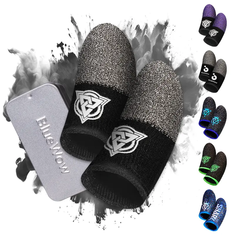 Blueshark SilverFiber Seamless Knitted Thumb Finger Sleeves - Modern, Lightweight Smartphone Gaming Thumb Grip, High-Stretch Elastic, Moisture-Resistant, Anti-Sweat, Breathable, Superconductive, Accurate Sensitivity, Comfortable, Adult Console Accessory