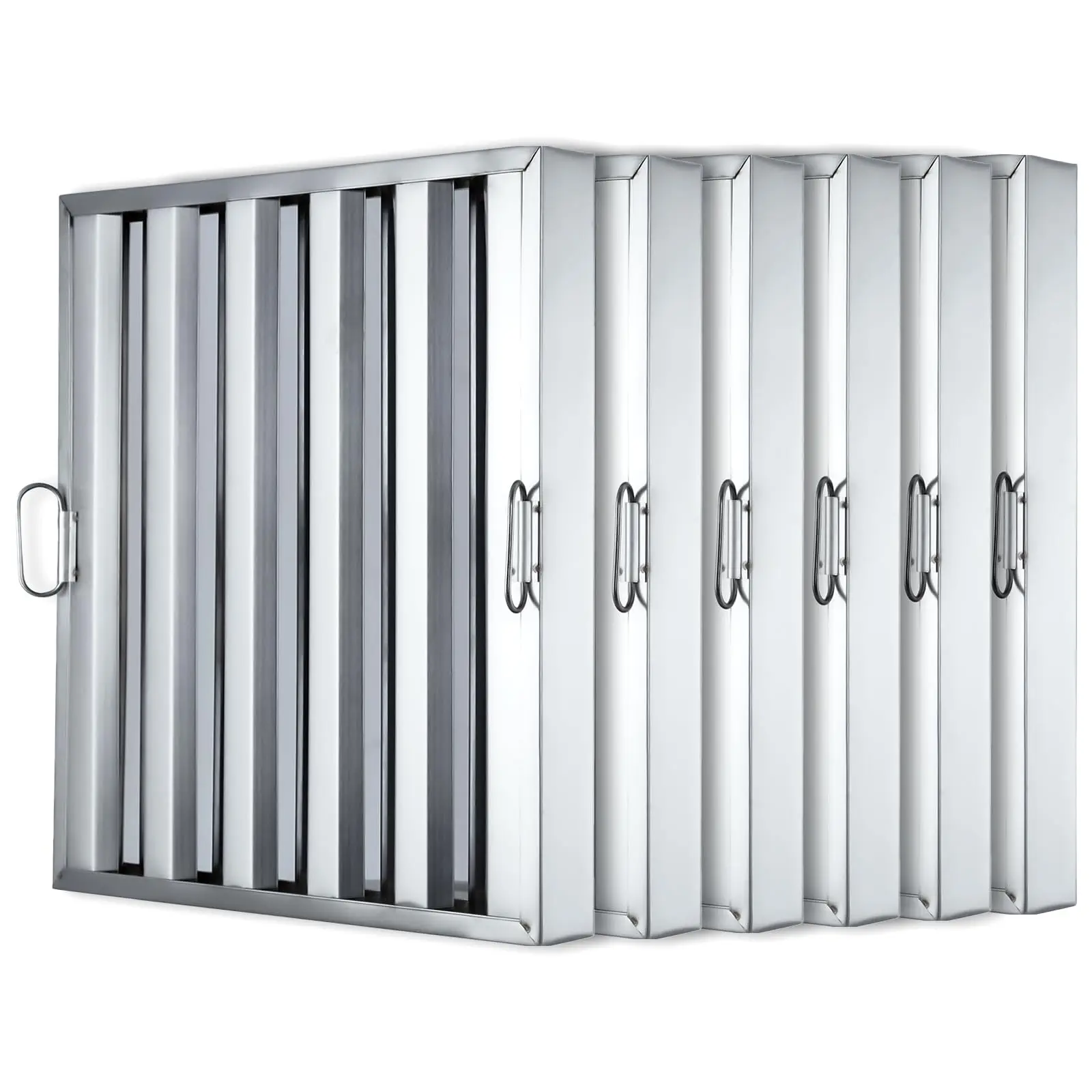 GARVEE 19.5"x24.5" Commercial Hood Filters | Pack of 6, 430 Stainless Steel Grease Traps w/ 3 Grooves | for Restaurant Exhaust Hoods & Commercial Kitchens