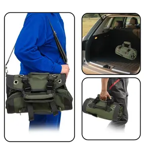 Heavy Duty Roll Up Tool Bag with 6 Pockets, Detachable Pouches, Portable Adjustable Shoulder Strap – Tool Organizer for Mechanics, Motorcycle, Car, Truck Storage