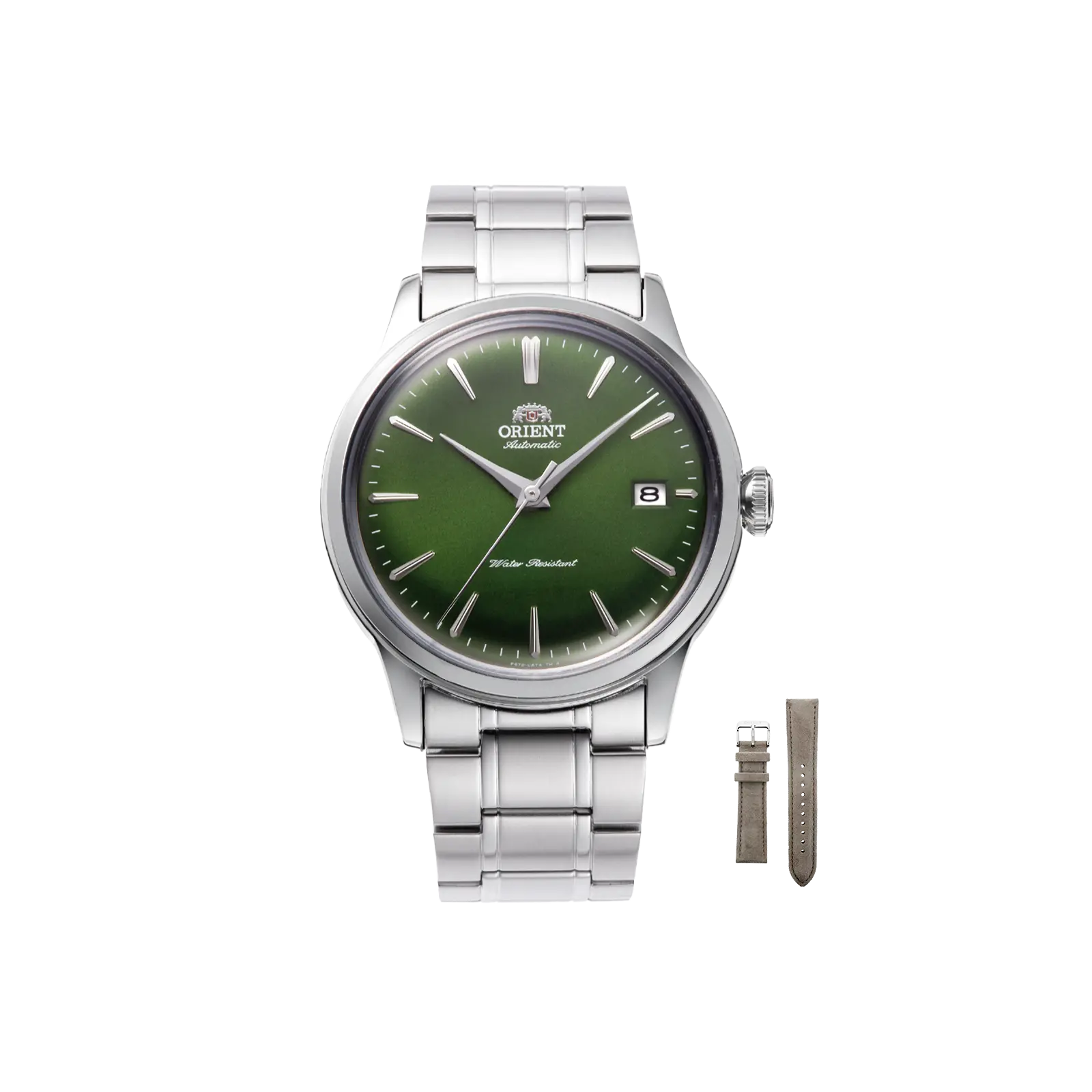 Orient Watch Bambino V7 Men's Automatic Stainless Steel Dress Wristwatch, 38mm Green Analog Dial with Date and Extra Suede Strap, Fully Automatic Watch, Automatic Watches, Casual Business Wristwatch