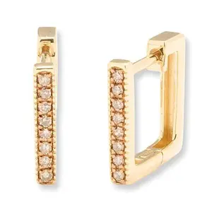 Rarities Gold-Plated 1/6ctw Diamond Square Huggie Hoop Earrings