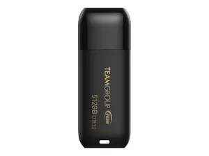 TEAMGROUP C175 512GB USB 3.2 Gen 1 Flash Drive Rounded Streamlined Unibody Design Black Pearl Seamless Construction Matte and Glossy Finish, Speed Up to 100MB/s (TC1753512GB01)