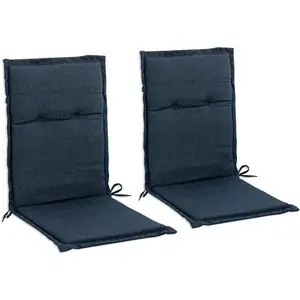 Indoor High  Rocking Chair Cushions for Glider and Swivel Rocker, Outdoor Replacement Highback Dining Seat Pads with  Elastic and Ties, 18" x 42" x 1.5", Navy Blue, Set of 2