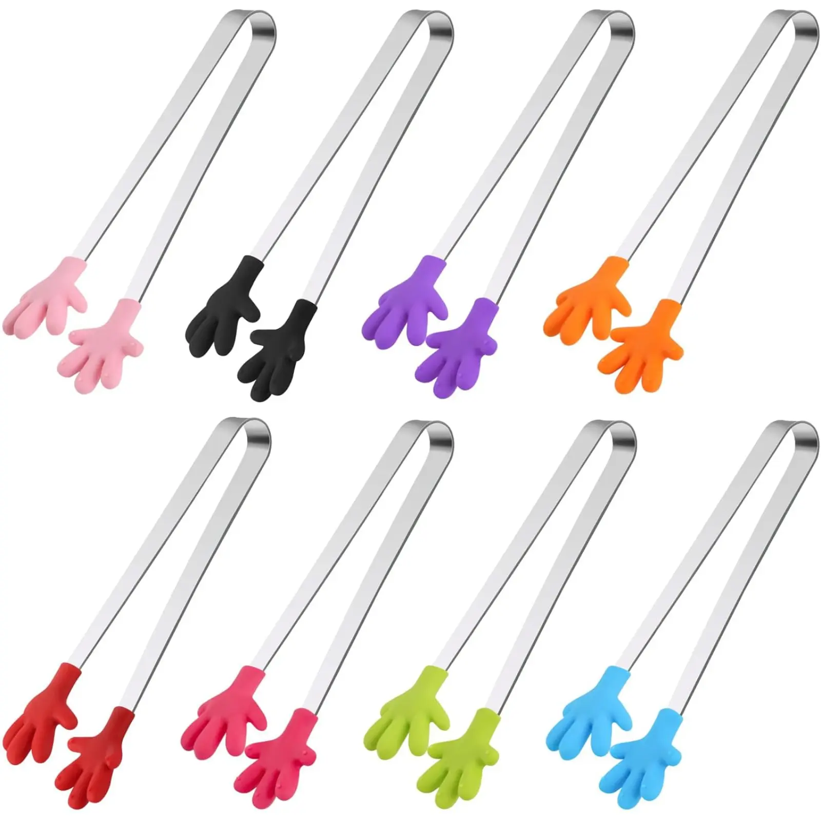 5.1-Inch Food-Grade Stainless Steel Sturdy Heat-Resistant Kids' Cooking Mini Tongs, Grippable Cute Kitchen Utensil, Ideal for Serving Candy/Snacks & Developing Fine Motor Skills