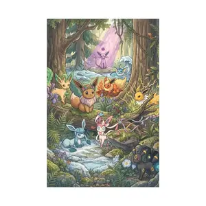 Forest Eeveelutions Vinyl Peeker Poster, Motivational Wall Art for Men, Gift Idea for Him, Unframed Wall Art, Home Decor