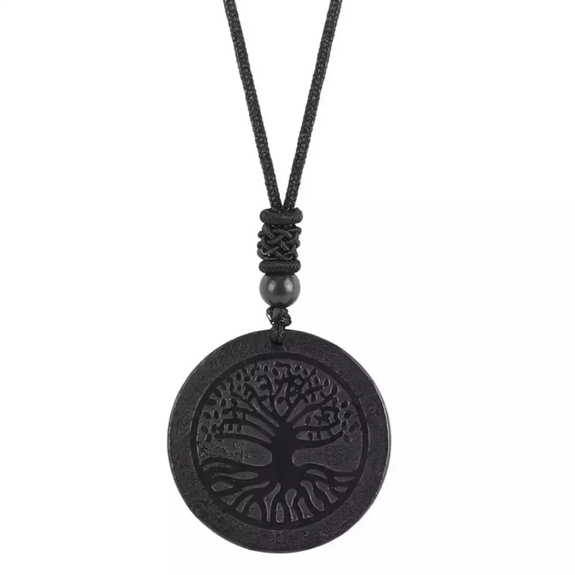 Shungite Natural Stone Pendant Tree of Life Cut Original Healing Crystal EMF 5G Radiation Protection