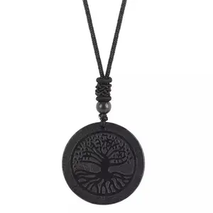 Shungite Natural Stone Pendant Tree of Life Cut Original Healing Crystal EMF 5G Radiation Protection