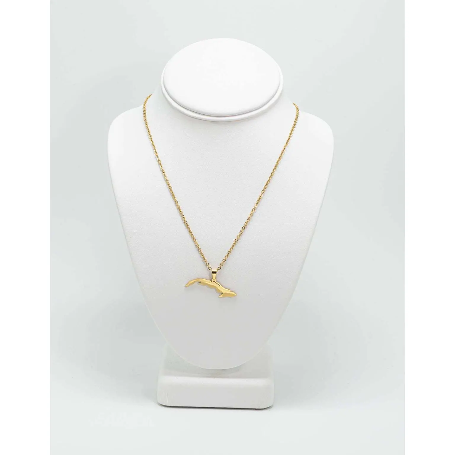 Isla de Cuba Gold Plated Map Pendant Necklace Stainless Steel Chain 20 Inches Unisex Travel Gift for History Buffs
