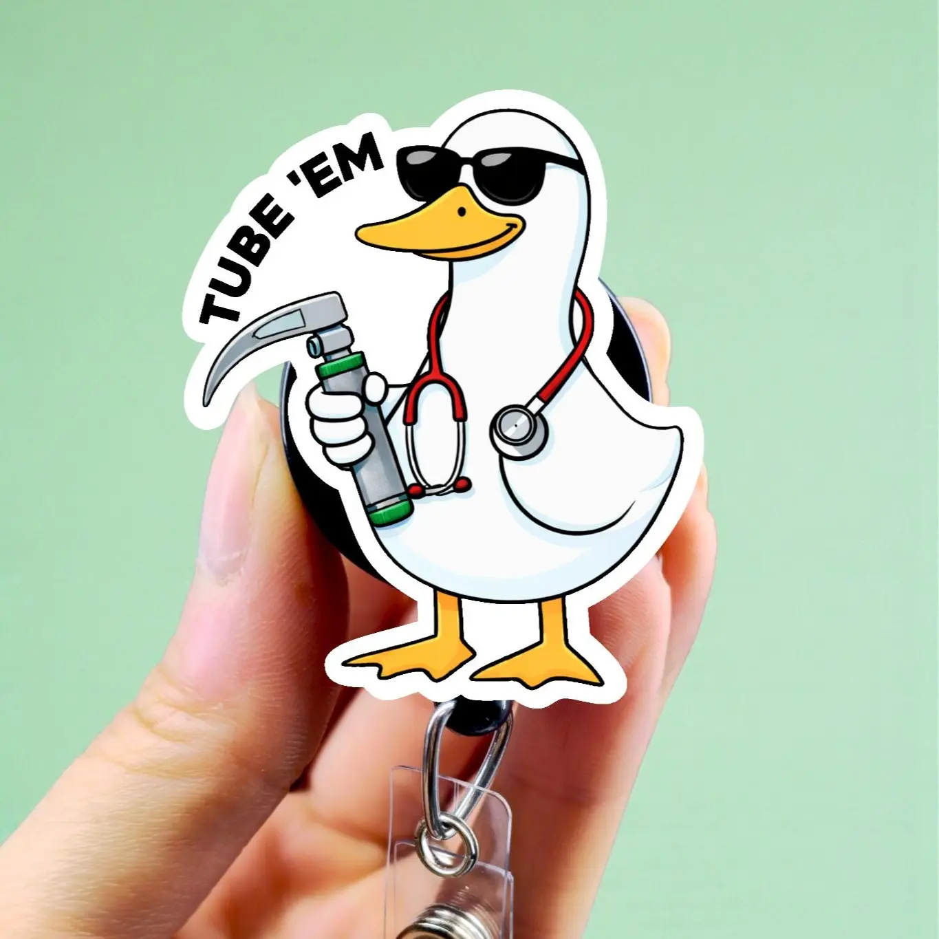 Respiratory Badge Reel , Xray Girl Creations, Funny Anesthesia Badge Clip, CRNA ID Holder, Cute Badge reel for Respiratory Therapists, Anesthesia and ICU Nurses. Retractable swivel clip with a 360 rotation.  Badge pull