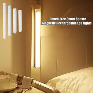 4/2-Piece Automatic Motion-Sensing Night Light & Wireless Wall Light Set LED Wireless Motion-Sensing Cabinet Light Motion Sensor Magnetic Base USB Rechargeable Ideal for Kitchens, Bedrooms, Cabinets, Walk-In Closets, Staircases, and Hallways