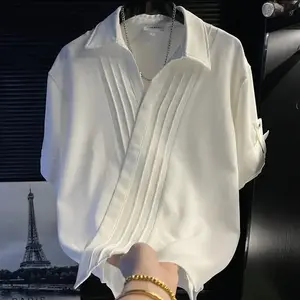 2026 Non-Iron Shirt Fashion Versatile Men's Clothing Handsome Loose Korean Style Short Sleeve High-End Large Size Versatile Top