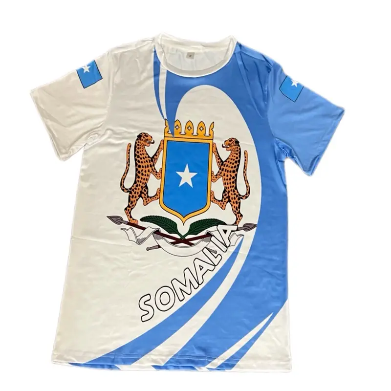 Somalia Coat of Arms and Flag Tshirt Menswear 100% Polyester Shortsleeve Crewneck Top Streetwear Round Neck Tropical Wetsuit Casual Loose Tee Everyday Wear