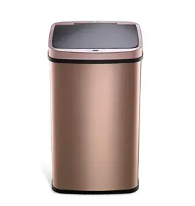 NINESTARS Rectangular Motion Sensor Trash Can 13.2 Gal./50 L Gold DZT-50-28GD