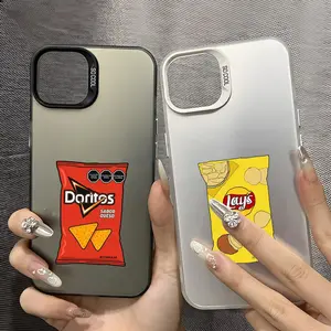 Funny Lay's Potato Chips Cute Couple Phone Case for iPhone 17 16 15 14 13 12 11 Pro Max Air Magnetic MagSafe Matte Laser Metallic Phone Case | Aurora Gradient Finish with Smooth Matte Texture | Durable Scratch-Resistant Anti-Fingerprint Protective Cover