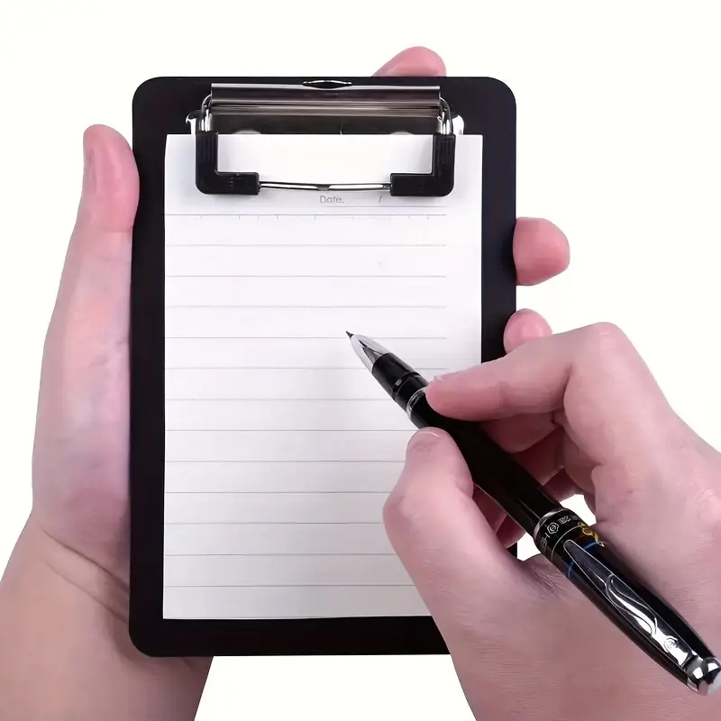 4X6" Mini Pocket Memo Pad - Durable PP Material, School Supplies Papeleria Tear-Resistant Design, Minimalist for Office, School, Shopping Lists & Personal Notes - Black Clip, Notes And Messages