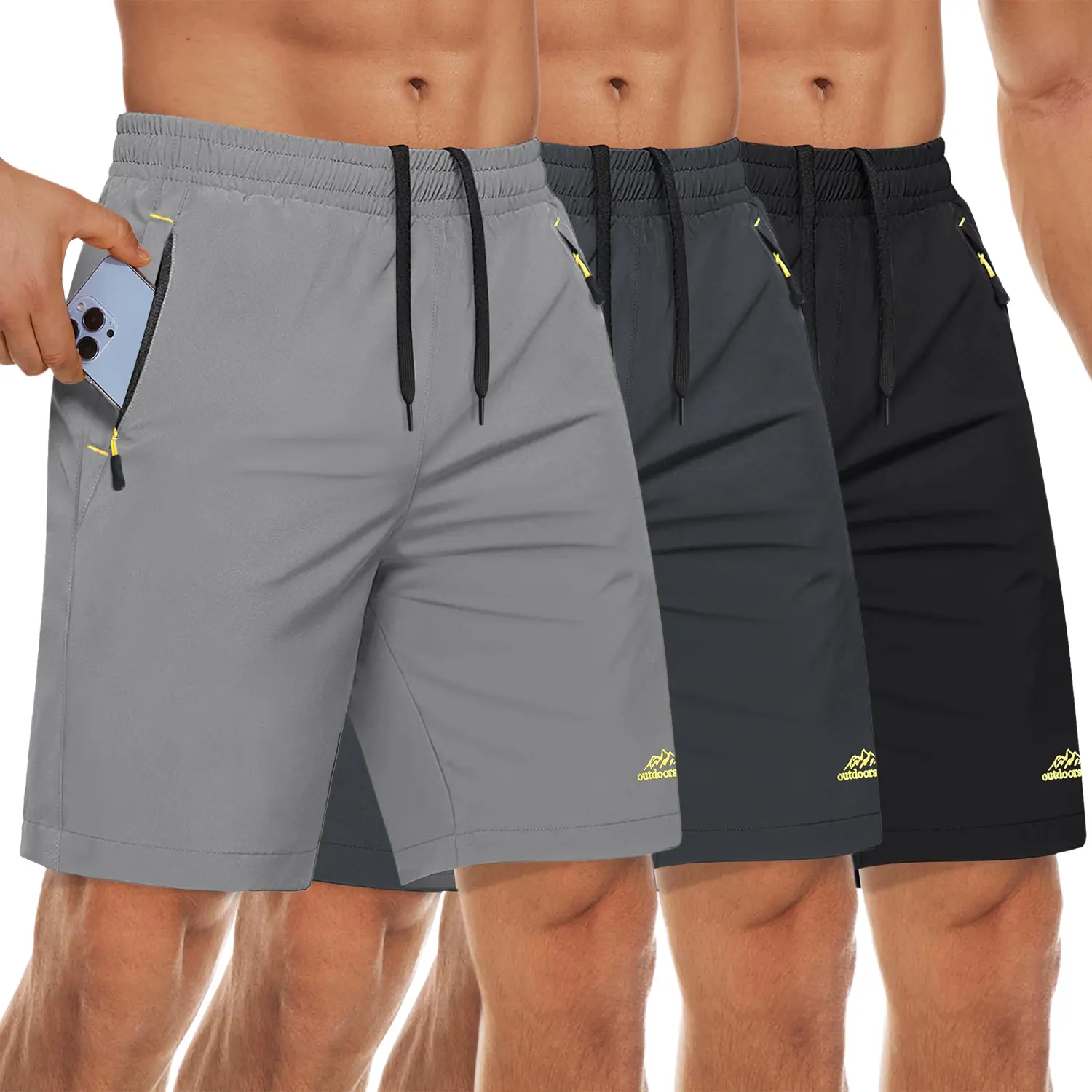 MAGCOMSEN 1/3Pack Men's Shorts 9" Quick Dry Athletic Shorts with Zipper Pockets for Summer Gym Workout Basketball Running Jogging Outdoorfun