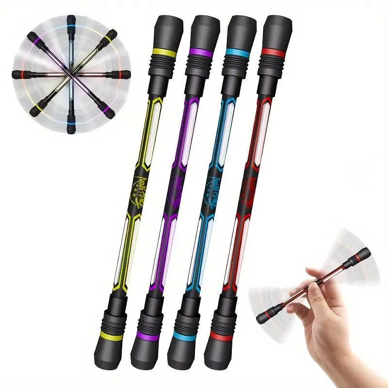 4pcs Relax Fidget Spinner Pens, Non-Slip Grip, Black Gel Ink for Adults and Students - Office Stationery Supplies